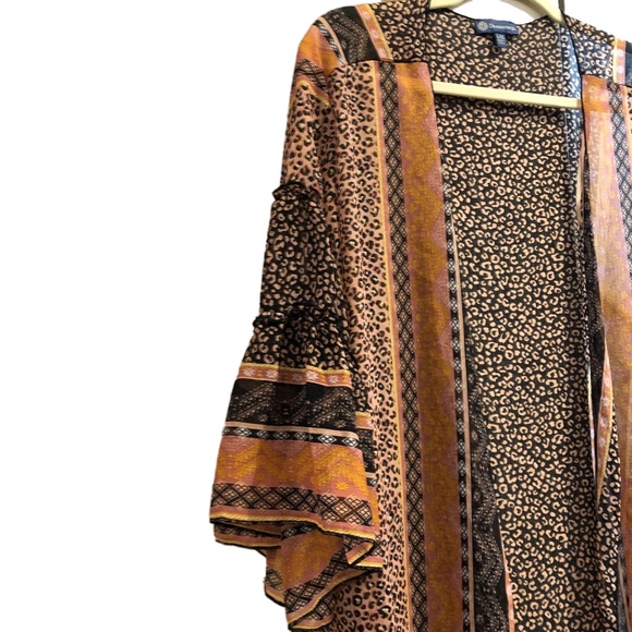 Democracy Ruffle Sleeve Kimono | Semi-Transparent Floral/Animal Print | L/XL - Picture 5 of 5